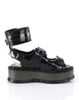 Too Fast | Demonia Slacker 15 B | Black Holographic Patent Leather Women's Sandals