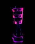 Too Fast | Demonia Slacker 156 | Black & Neon Pink Patent Leather & Uv Neon Women's Mid Calf Boots