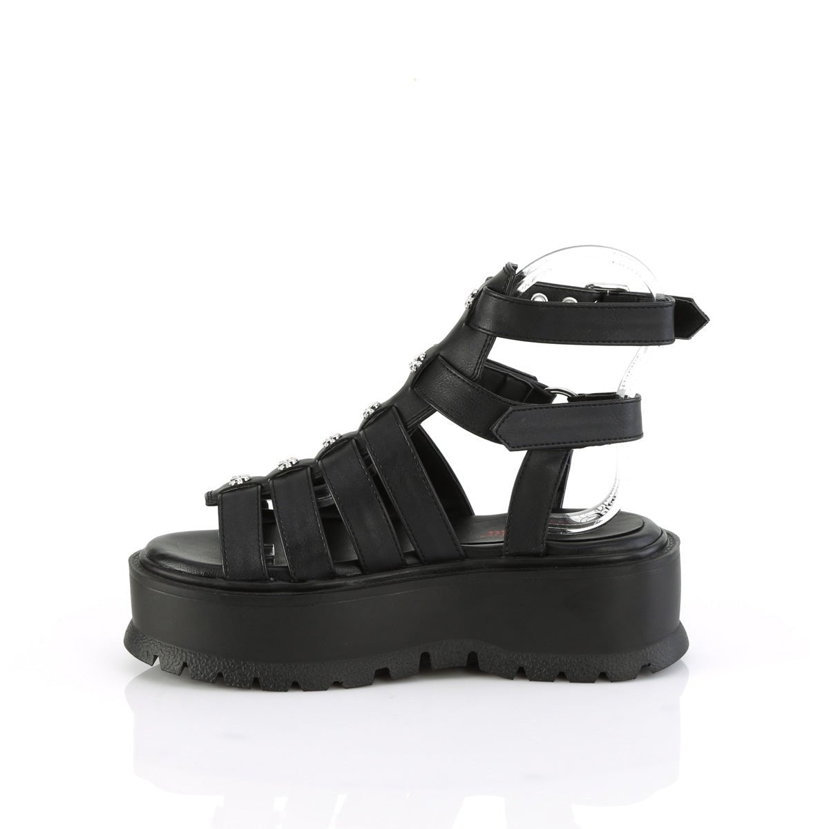 Too Fast | Demonia Slacker 18 | Black Vegan Leather Women&#39;s Sandals