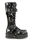 Too Fast | Demonia Slacker 260 | Black Patent Leather Women's Knee High Boots