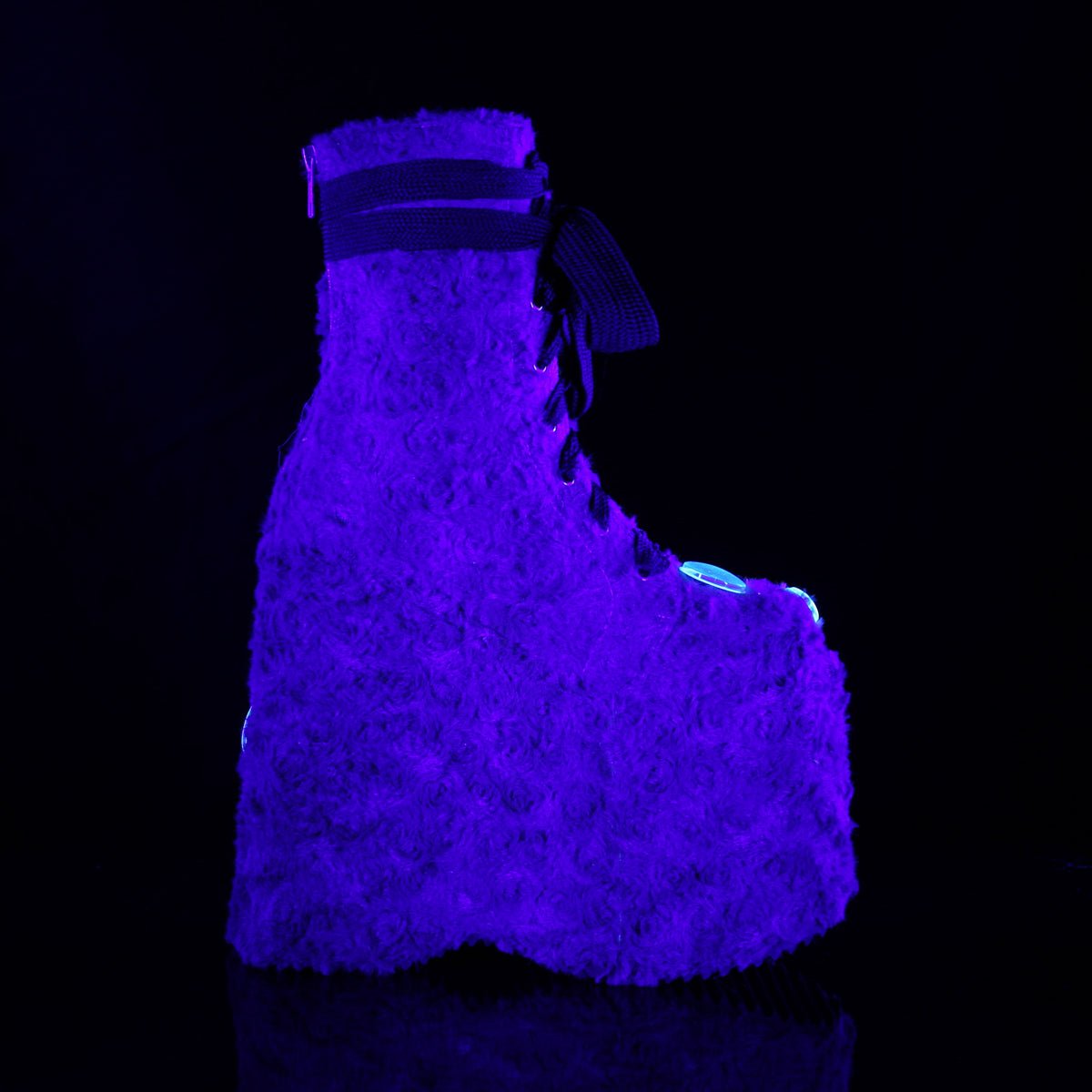 Too Fast | Demonia Slay 206 | Lime Green & Pink Faux Fur Women's Ankle Boots