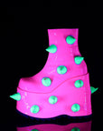 Too Fast | Demonia Slay 77 | Neon Pink & Neon Green Neon Uv Women's Ankle Boots