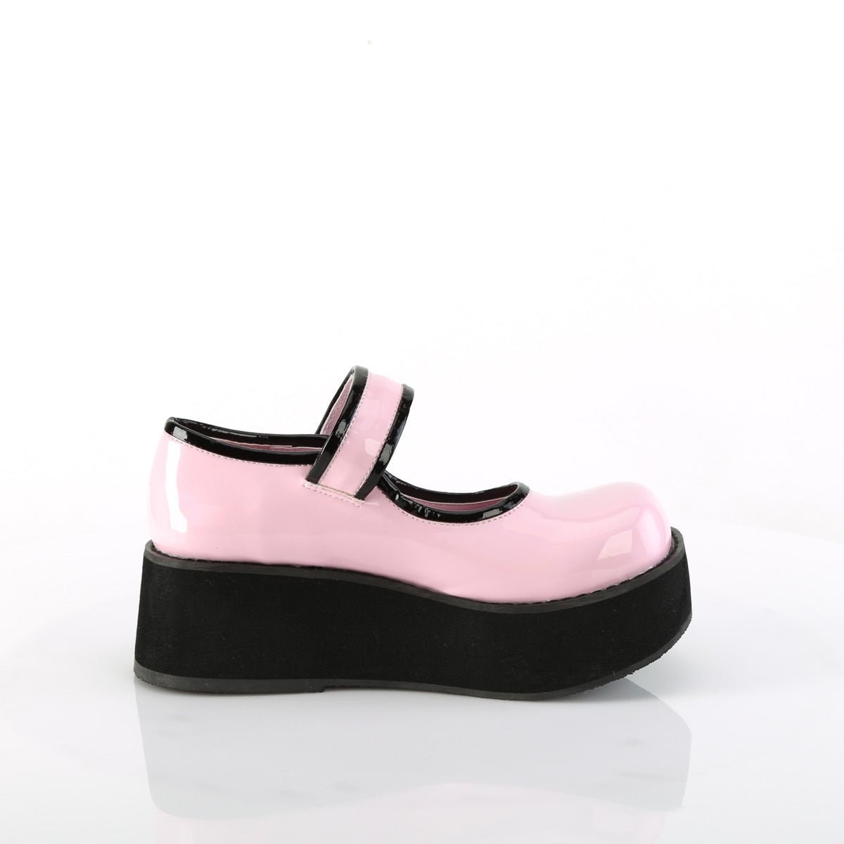Too Fast | Demonia Sprite 01 | Baby Pink Hologram Patent Women&#39;s Mary Janes
