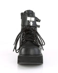 Too Fast | Demonia Sprite 70 | Black Vegan Leather Women's Ankle Boots