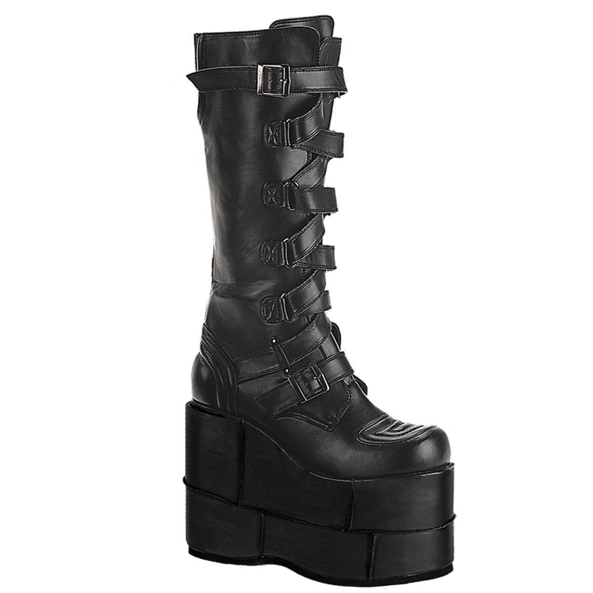 Too Fast | Demonia Stack 308 | Black Vegan Leather Unisex Platform Boots