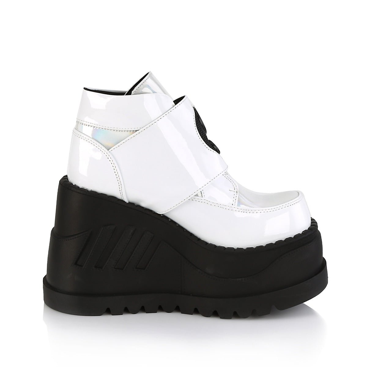 Demonia STOMP-15 | White Patent Leather Women's Ankle Boots – Too Fast