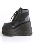 Too Fast | Demonia Stomp 18 | Black & Grey Vegan Leather & Velvet Women's Ankle Boots