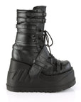 Too Fast | Demonia Stomp 26 | Black Vegan Leather Women's Mid Calf Boots