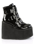 Too Fast | Demonia Swing 105 | Black Patent Leather Women's Ankle Boots