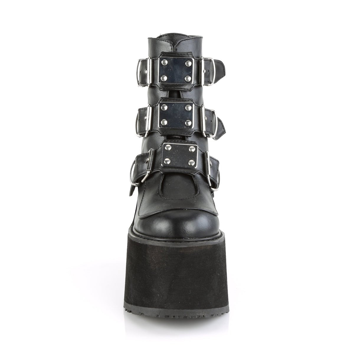 Too Fast | Demonia Swing 105 | Black Vegan Leather Women&#39;s Ankle Boots