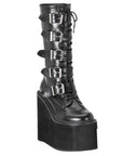 Too Fast | Demonia Swing 220 | Black Vegan Leather Women's Mid Calf Boots