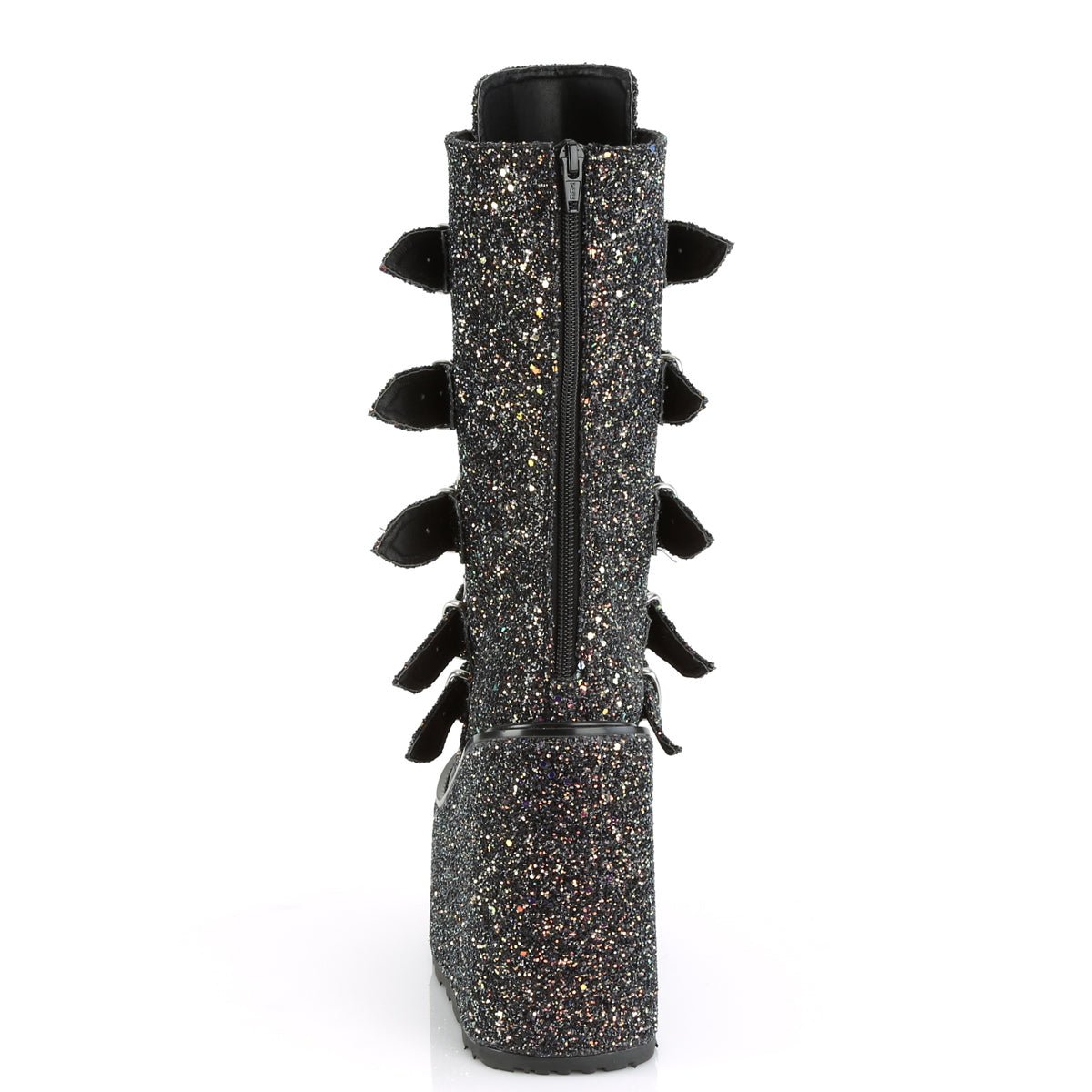 Too Fast | Demonia Swing 230 G | Black Glitter Women&#39;s Mid Calf Boots