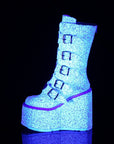 Too Fast | Demonia Swing 230 G | White Glitter Women's Mid Calf Boots