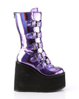 Too Fast | Demonia Swing 230 | Purple Holographic Women's Mid Calf Boots