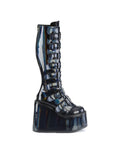 Too Fast | Demonia Swing 815 | Black Holographic Patent Leather Women's Knee High Boots