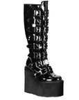 Too Fast | Demonia Swing 815 | Black Patent Leather Women's Knee High Boots