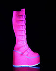 Too Fast | Demonia Swing 815 Uv | Pink Glitter Women's Knee High Boots