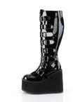 Too Fast | Demonia Swing 815 Wc | Black Patent Leather Women's Knee High Boots