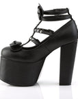 Too Fast | Demonia TORMENT-600 | Black Vegan Leather Platform Heels