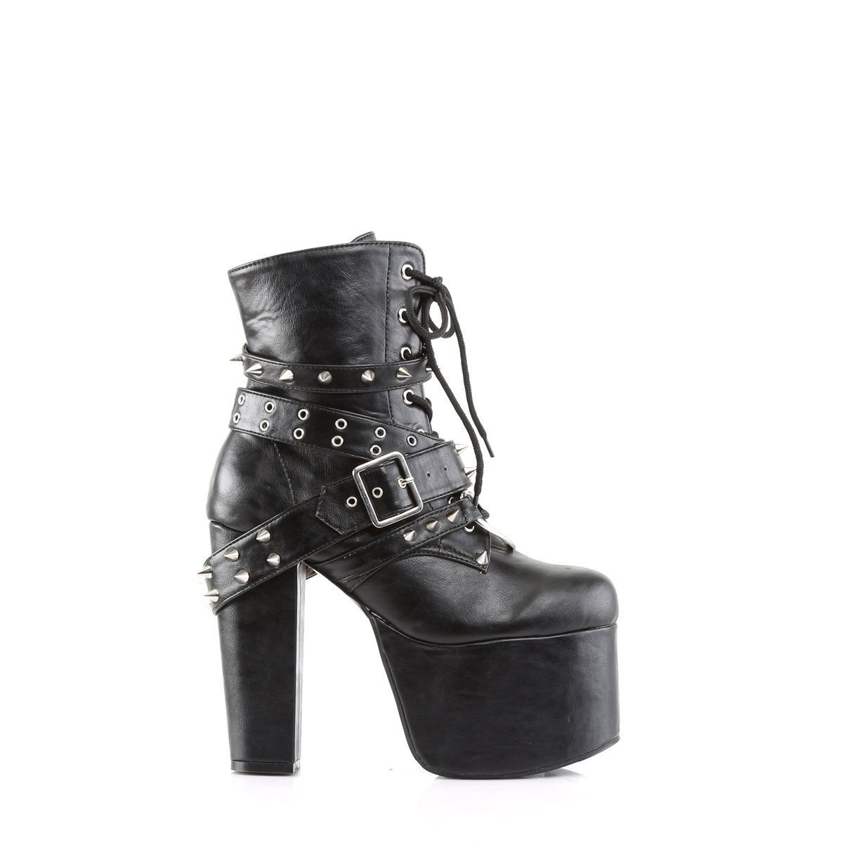 Too Fast | Demonia Torment 700 | Black Vegan Leather Women&#39;s Ankle Boots
