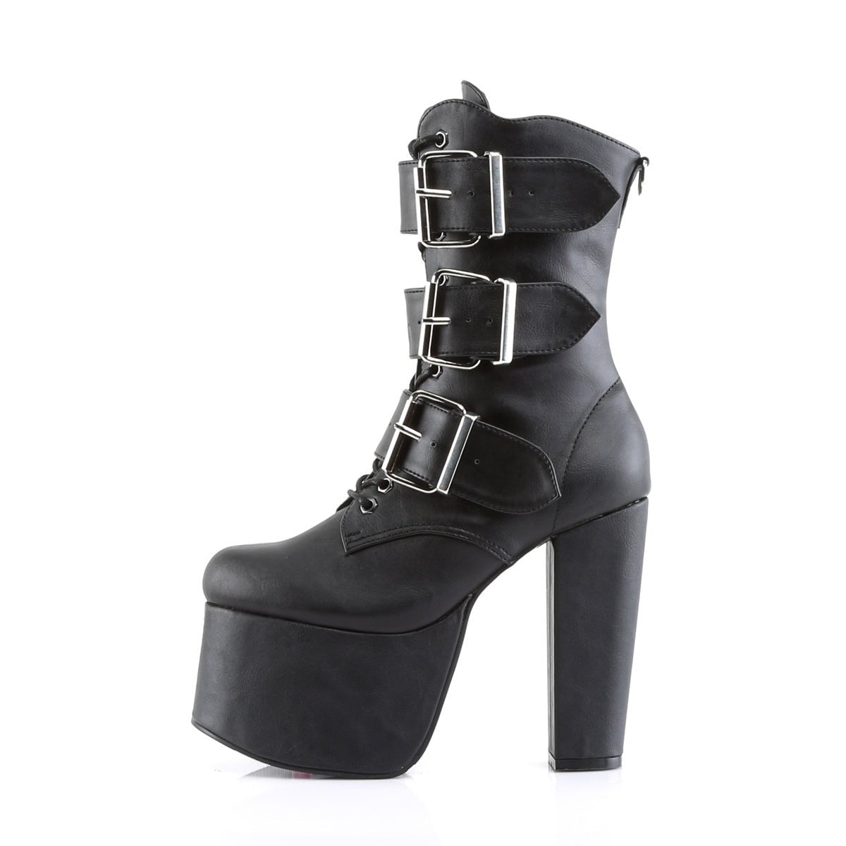 Too Fast | Demonia Torment 703 | Black Vegan Leather Women&#39;s Ankle Boots