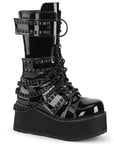 Too Fast | Demonia Trashville 138 | Black Patent Leather Unisex Platform Boots