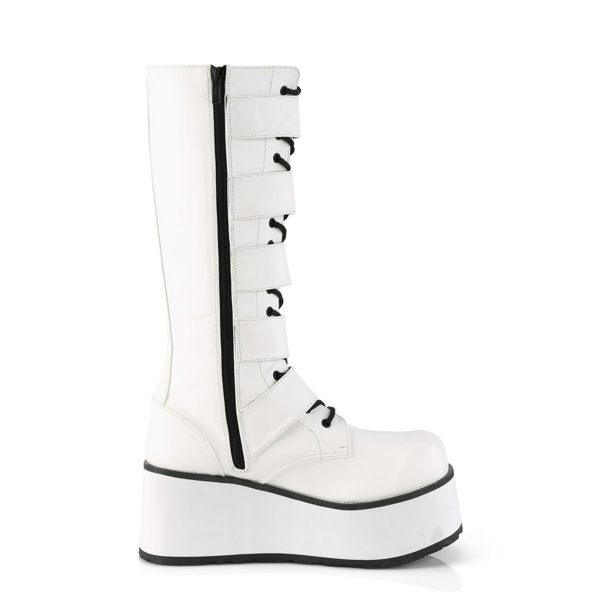 Too Fast | Demonia Trashville 518 | White Vegan Leather Unisex Platform Boots