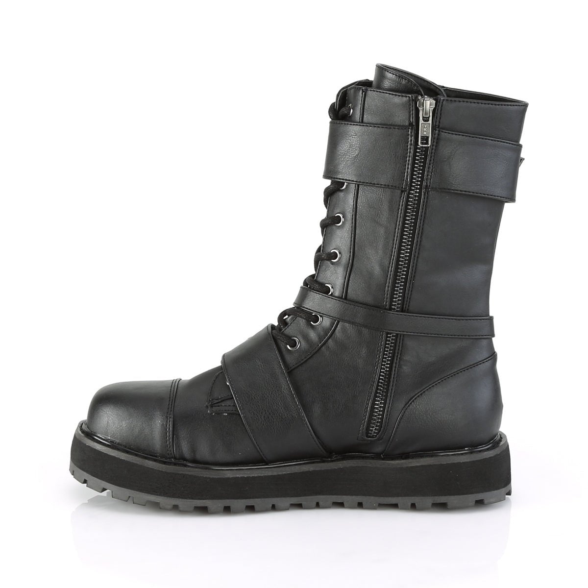 Too Fast | Demonia Valor 220 | Black Vegan Leather Unisex Platform Boots