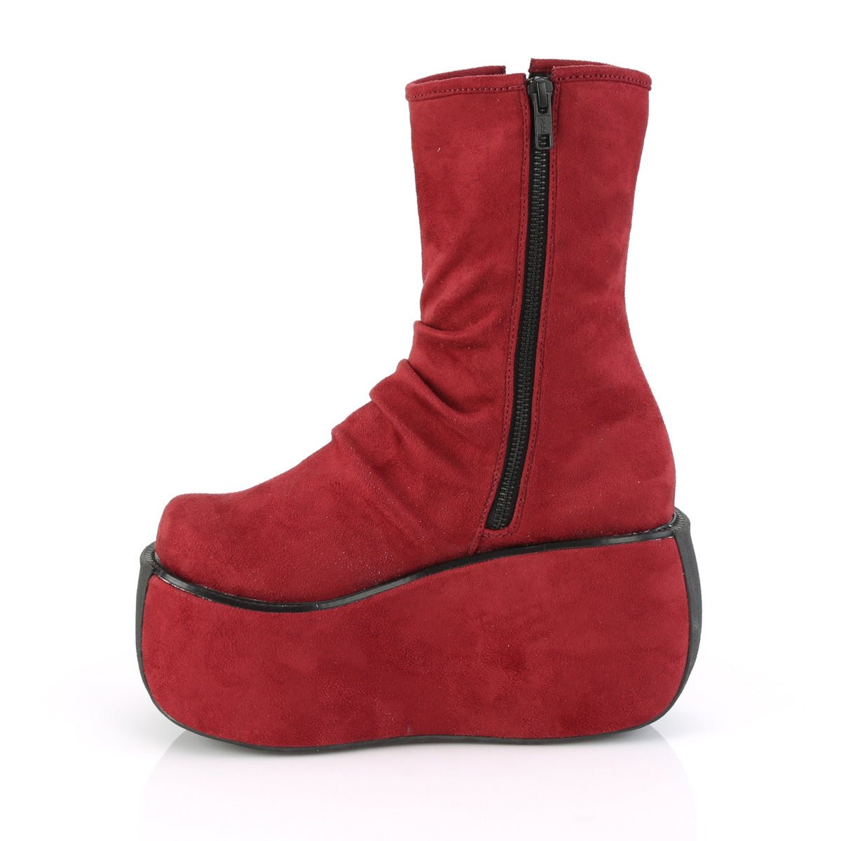 Too Fast | Demonia Violet 100 | Burgundy Faux Suede Women's Ankle Boots