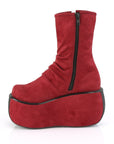 Too Fast | Demonia Violet 100 | Burgundy Faux Suede Women's Ankle Boots