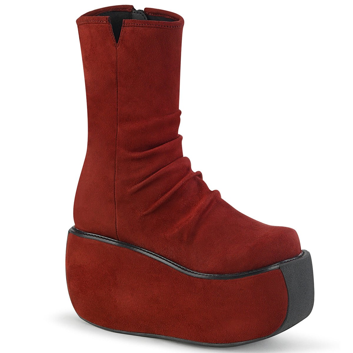 Too Fast | Demonia Violet 100 | Burgundy Faux Suede Women&#39;s Ankle Boots