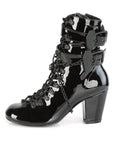Too Fast | Demonia Vivika 128 | Black Patent Leather Women's Ankle Boots