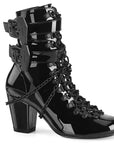 Too Fast | Demonia Vivika 128 | Black Patent Leather Women's Ankle Boots