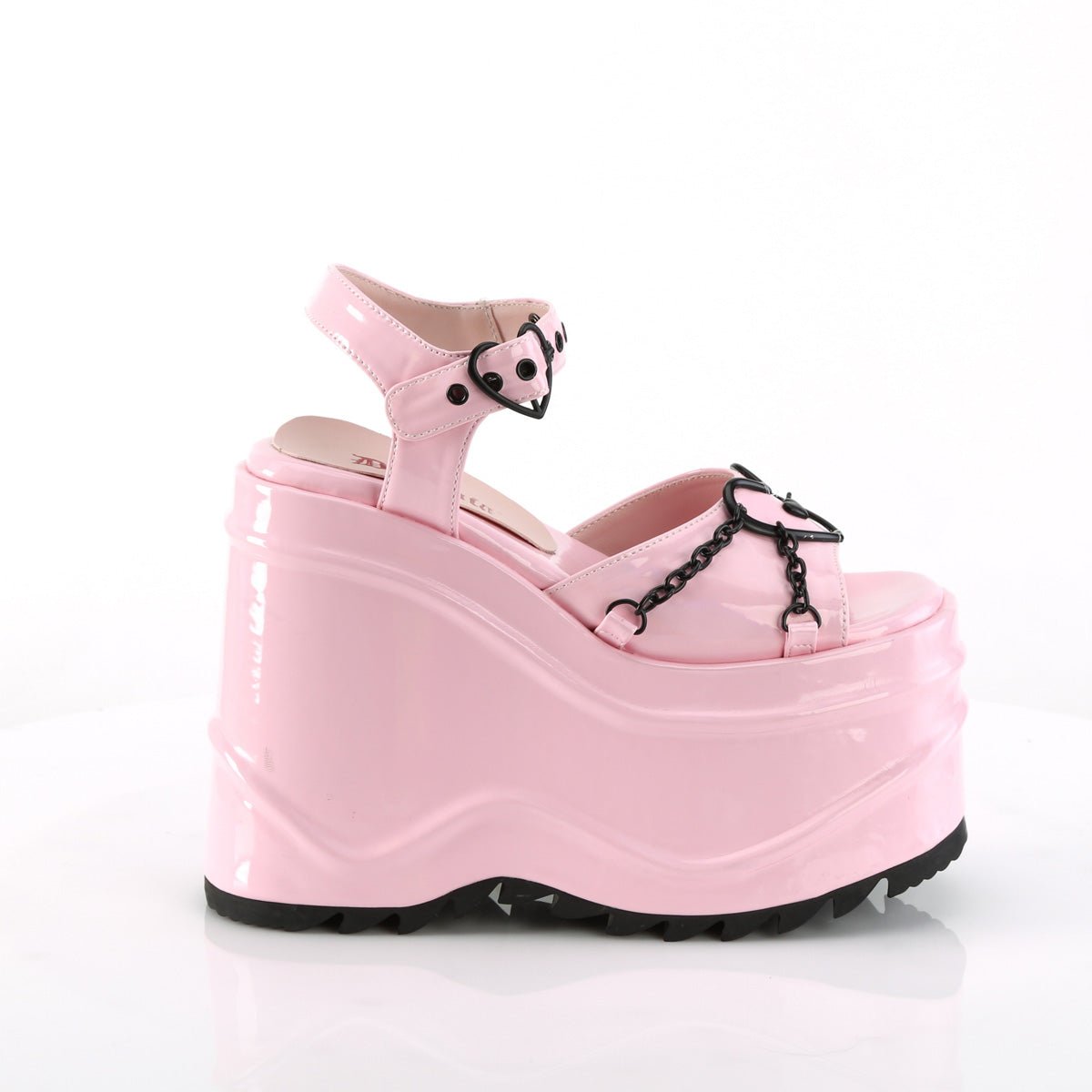 Too Fast | Demonia Wave 09 | Baby Pink Hologram Women&#39;s Sandals