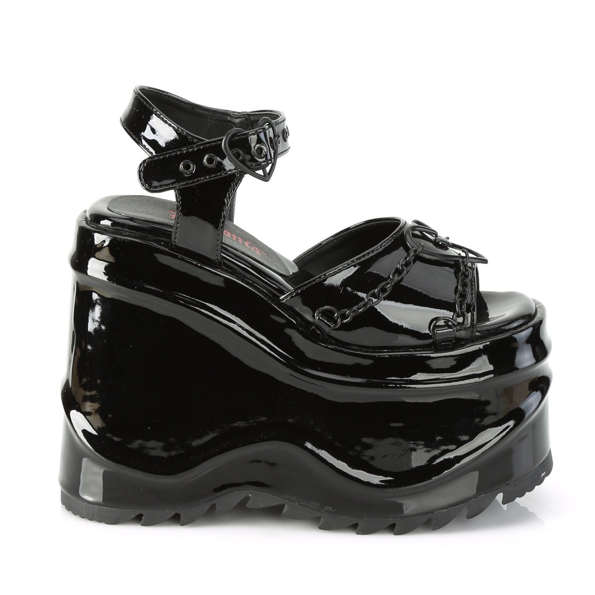 Too Fast | Demonia Wave 09 | Black Patent Leather Women's Sandals