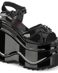 Too Fast | Demonia Wave 09 | Black Patent Leather Women's Sandals