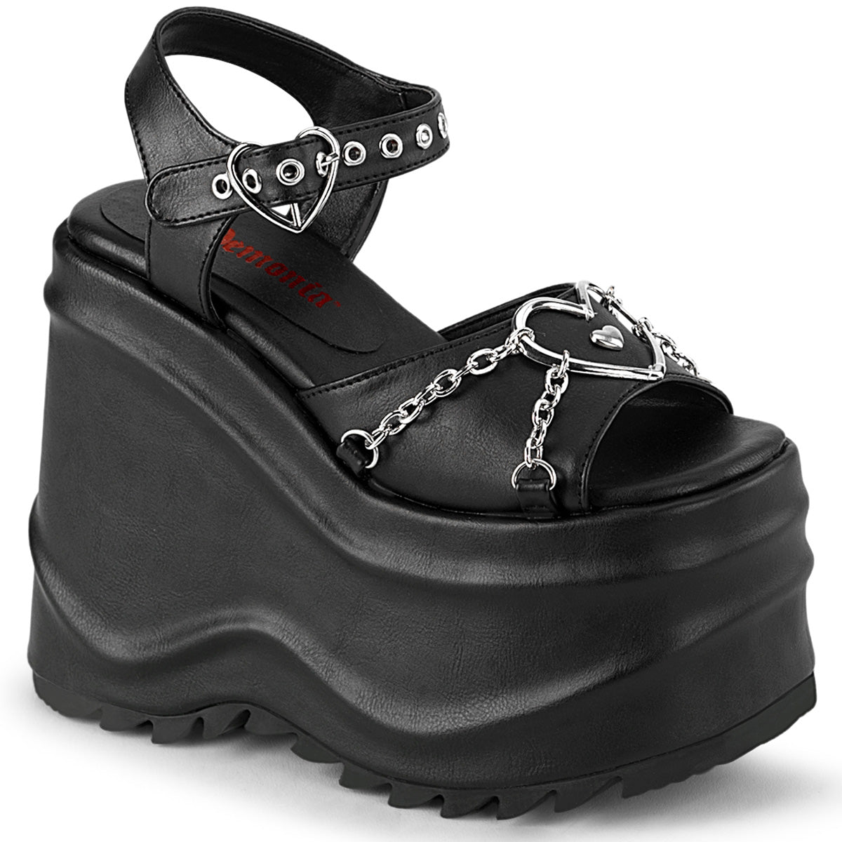 Too Fast | Demonia Wave 09 | Black Vegan Leather Women&#39;s Sandals