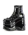 Too Fast | Demonia Wave 110 | Black Patent Leather Women's Ankle Boots