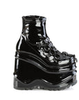 Too Fast | Demonia Wave 110 | Black Patent Leather Women's Ankle Boots
