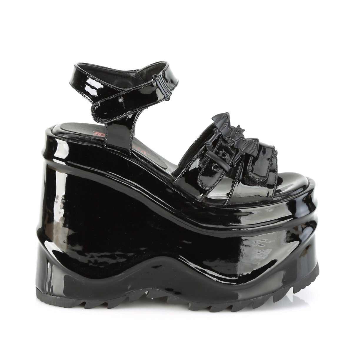 Too Fast | Demonia Wave 13 | Black Patent Leather Women's Sandals