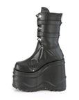 Too Fast | Demonia Wave 150 | Black Vegan Leather Women's Mid Calf Boots