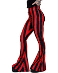 Too Fast | Distressed Red And Black Striped Hellz Bellz Bell Bottoms