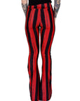 Too Fast | Distressed Red And Black Striped Hellz Bellz Bell Bottoms