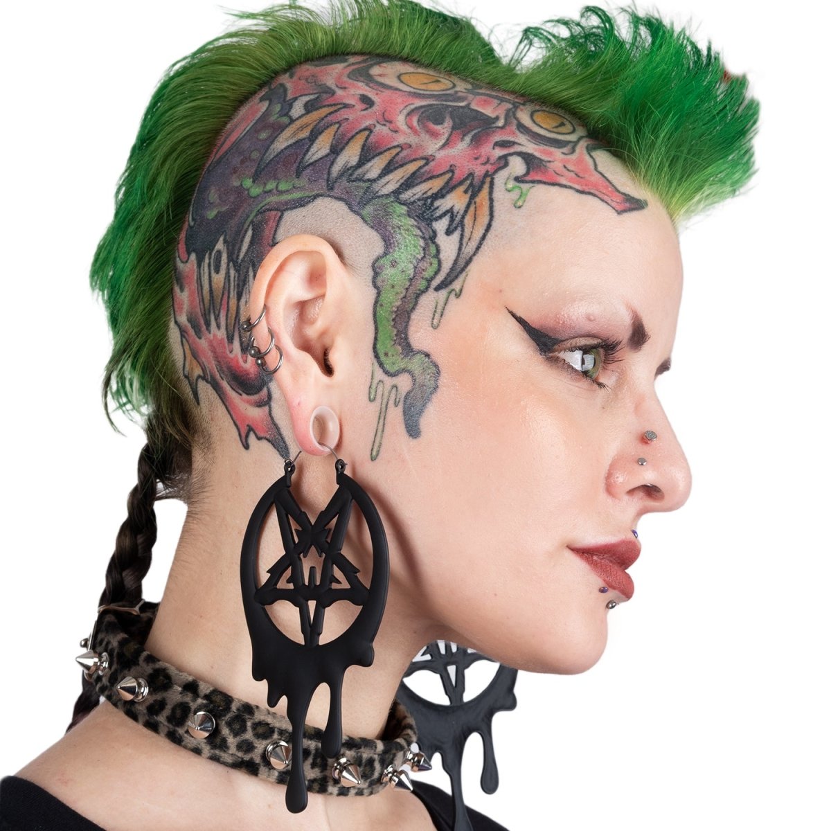 Drippy Metal Pentagram Hoop Earrings Too Fast