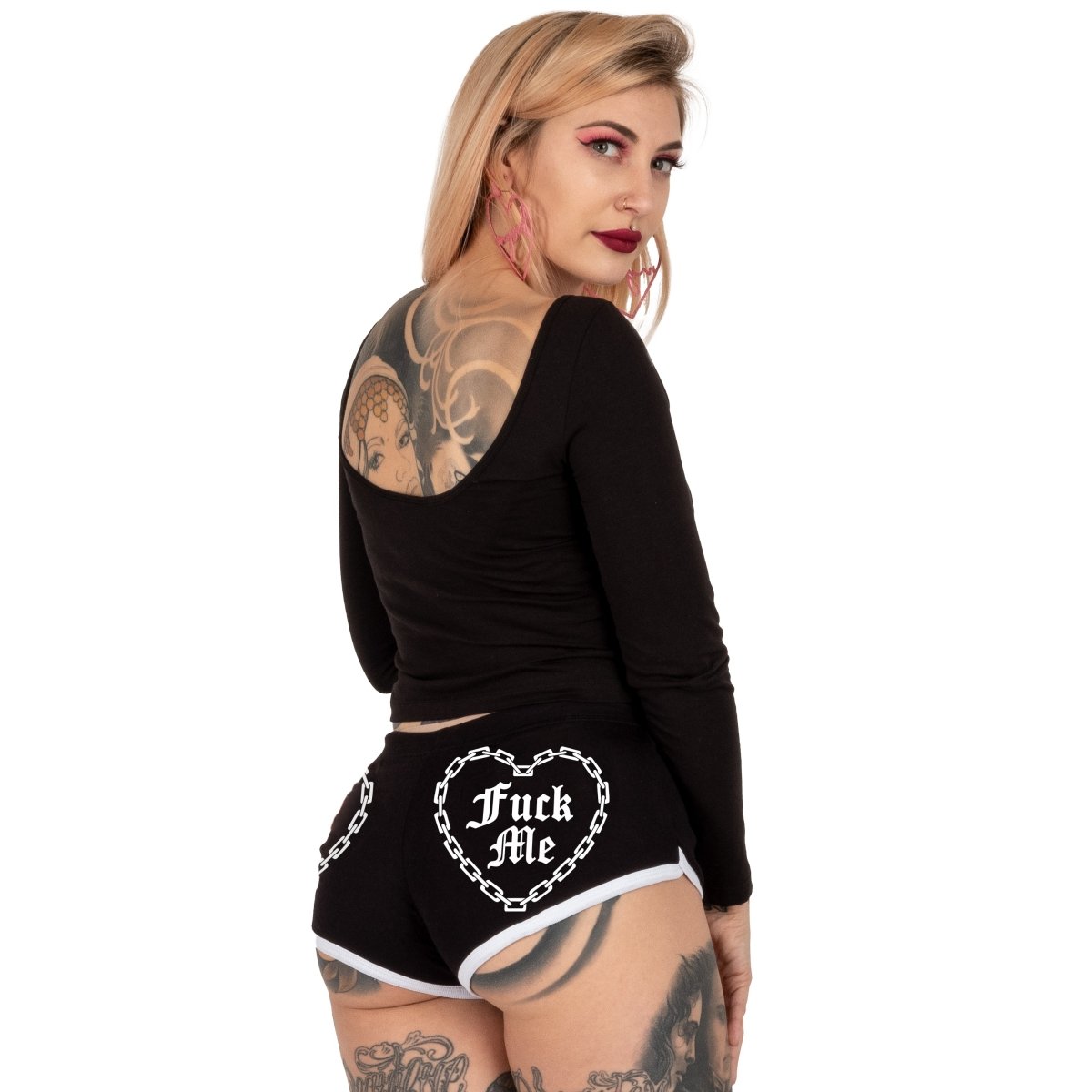 Too Fast | F Me Chained Hearts Black Dolphin Shorts