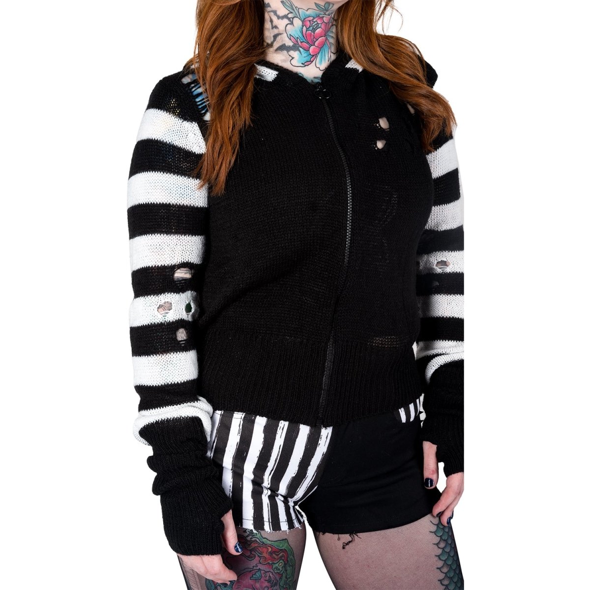 Too Fast | F Off Pink Heart Zip Up Long Sleeve Cardigan Sweater