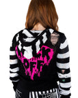 Too Fast | F Off Pink Heart Zip Up Long Sleeve Cardigan Sweater