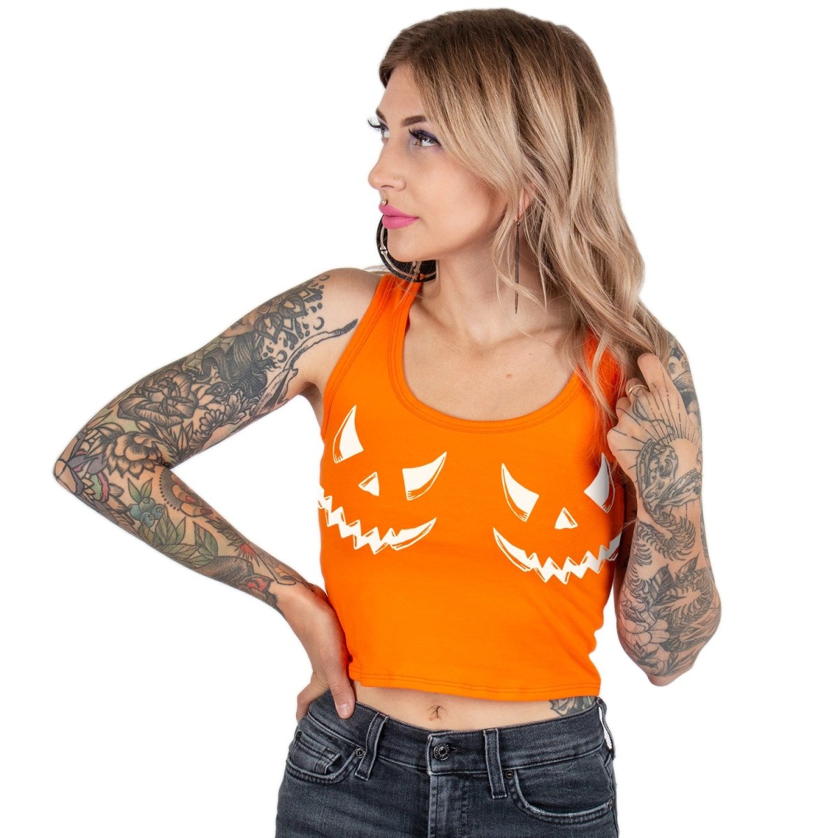 Too Fast | Halloween Pumpkins Cropped Tank Top