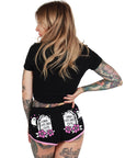 Too Fast | Lived Cute Died Cute Pink Trim Short Shorts