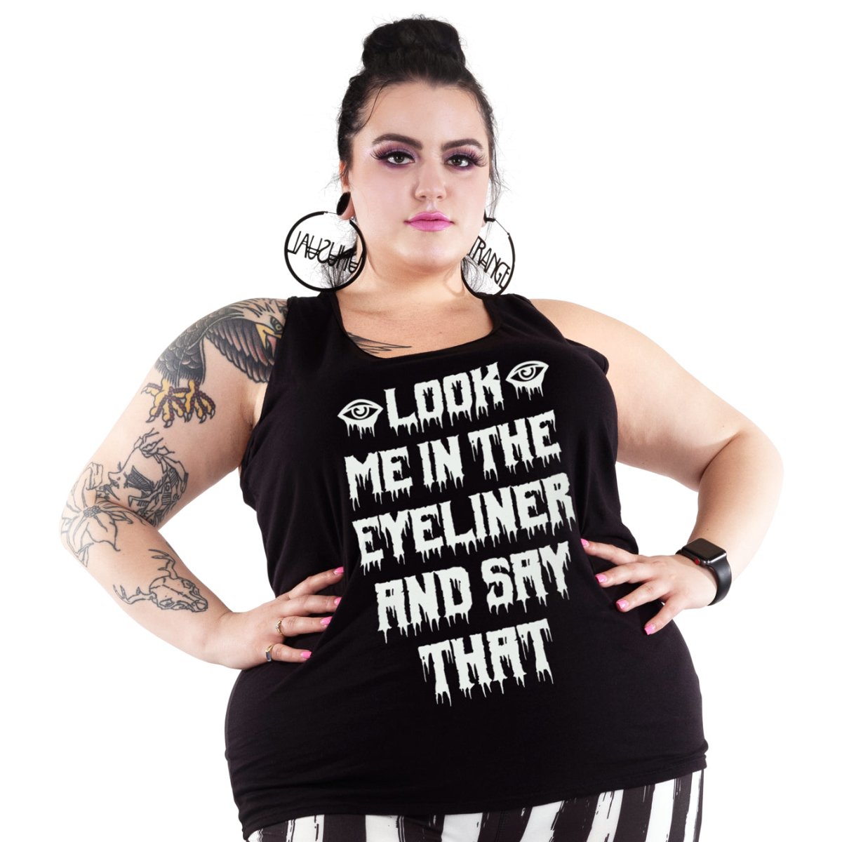 Too Fast | Look Me In The Eyeliner And Say That Graphic Tank Racerback Tank